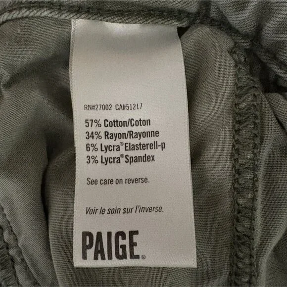PAIGE Women's Jolie Twill Cargo Pants 29 in Vintage Ivy Green High-Rise Ankle - Picture 5 of 9